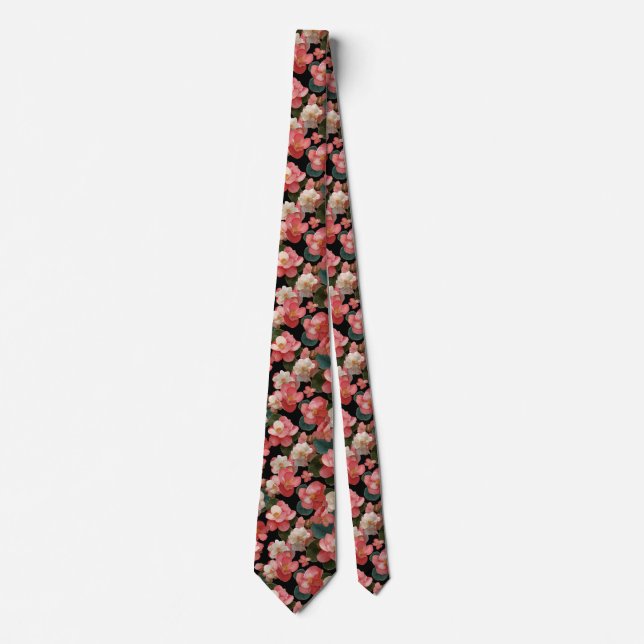 Gravata Elegant Begonia Floral Pattern (Frente)