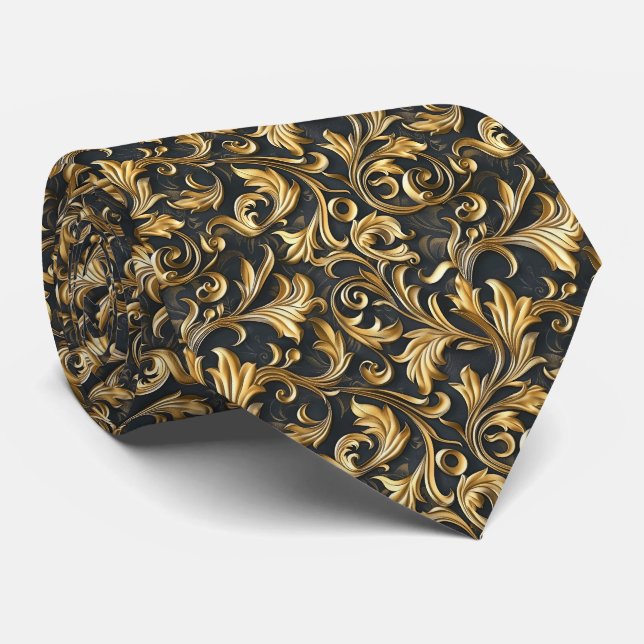 Gravata Elegant black gold tiled pattern  (Rolled)