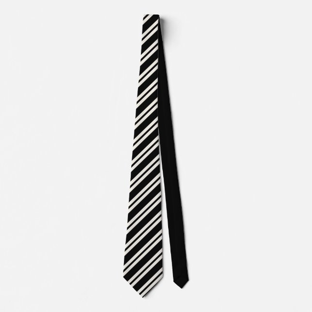 Gravata Elegant black &white stripes groomsmen wedding (Frente)