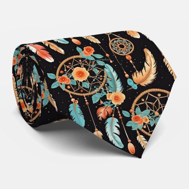 Gravata Elegant Boho floral caçador de sonhos (Rolled)