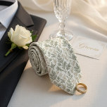 Gravata Elegant Botanical Herbarium Sage Green & Ivory<br><div class="desc">This elegant botanical herbarium necktie features a refined sage green leaf pattern on a soft ivory background, inspired by modern wedding styling and contemporary European tailoring. The delicate micro botanical design creates a calm, romantic and premium look that feels timeless and masculine at the same time. Perfect for grooms, groomsmen...</div>