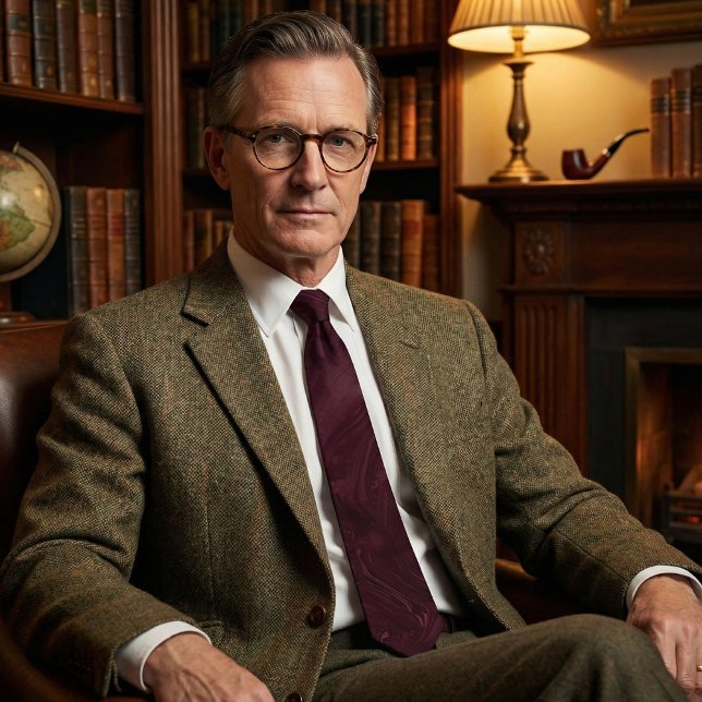 Gravata Elegant Burgundy Marble Swirl Pattern (Criador carregado)