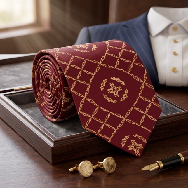 Gravata Elegant Dark Burgundy Wedding Tie, Modern (Criador carregado)