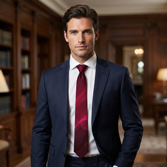 Gravata Elegant Deep Burgundy Abstract Wave (Criador carregado)