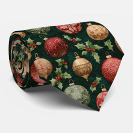 Gravata Elegant Festive Christmas Baubles Pattern