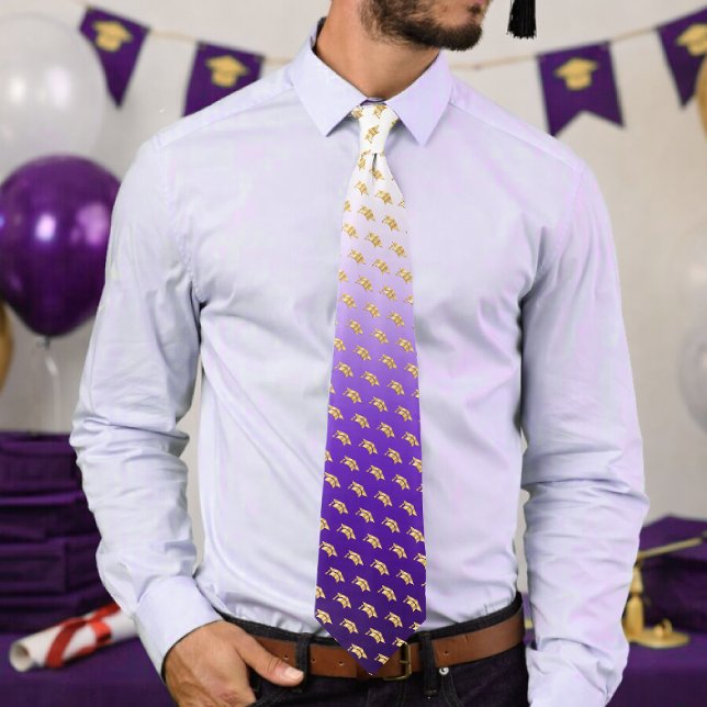 Gravata Elegant Graduation Tie Gold Mortarboard Pattern (Criador carregado)