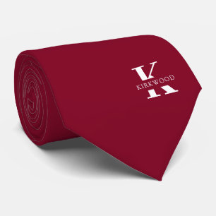 Gravata Elegant Monogram Bright Burgundy   White One-Sided