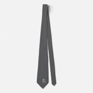Gravata Elegant Monogram Cinza Branco
