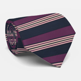 Gravata Elegant Plum & Navy Multi-Stripe 