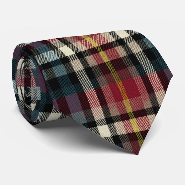 Gravata Elegant Red and Blue Plaid Gingham Pattern (Rolled)