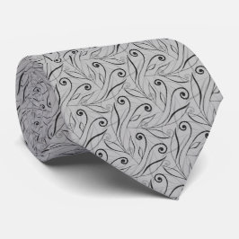 Gravata Elegant Soft Vintage Gray Botanical Necktie