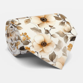 Gravata Elegant Watercolor Floral Neutral Botanical