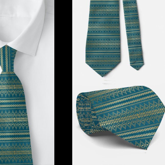 Gravata Elegante Boêmia Abstrata Azul Turquesa (Criador carregado)