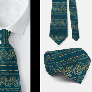 Gravata elegante boêmia abstrata azul-turquesa Boh