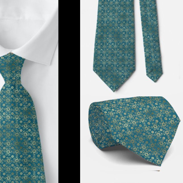 Gravata elegante boêmia boho azul-turquesa (Criador carregado)