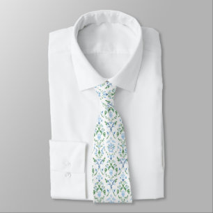 Gravata elegante branca azul verde