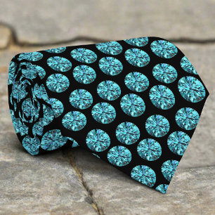 Gravata Elegante Brilhante Brilho Turquesa Padrão Diamante