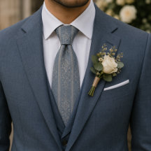 Elegante Brocado Floral em Azul Poeirento