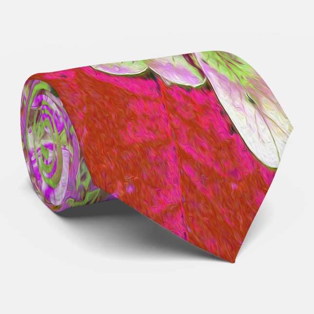 Gravata Elegante Chartreuse - Hidrópias Verde, Rosa e Azul (Rolled)