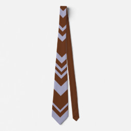Gravata elegante com padrão de chevron marrom e az