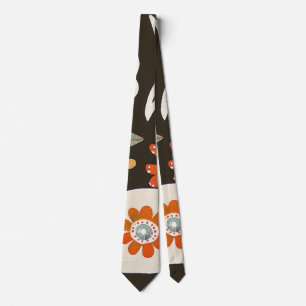 Gravata Elegante com Padrão de Flor de Laranja