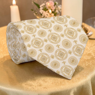 Gravata Elegante com Padrão Dourado Personalizada