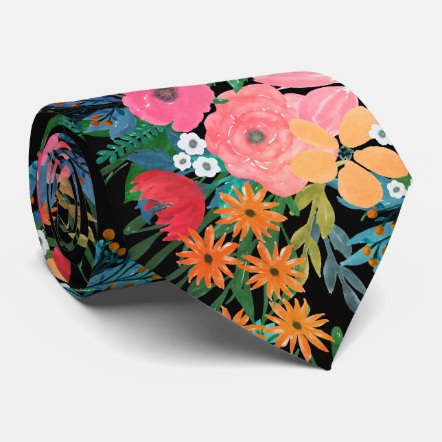 Gravata Elegante Cor de água rosa Design floral Buquê (Rolled)