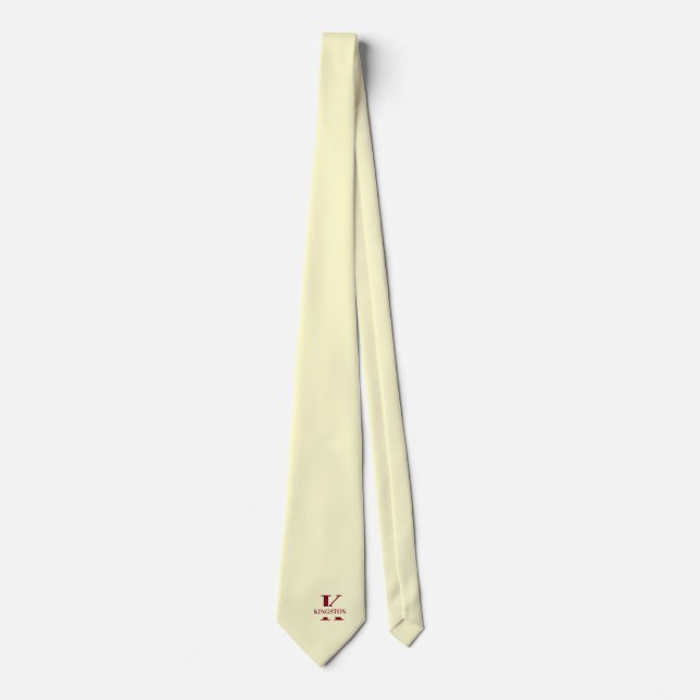Gravata Elegante Creme Monograma | Borgonha (Frente)
