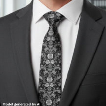 Elegante Damasco Preto e Branco - Barroco Vintage