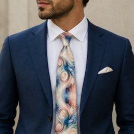 Gravata Elegante de Fantasia Floral em Aquarela