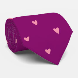 Gravata Elegante de Padrão Coração Magenta para Ca