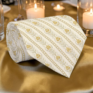 Gravata Elegante Dourada de Damasco Personalizada
