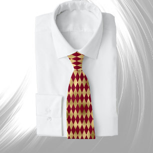 Gravata Elegante Dourado Burgundy Diamond