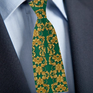Gravata Elegante Dourado e Emerald Necktie