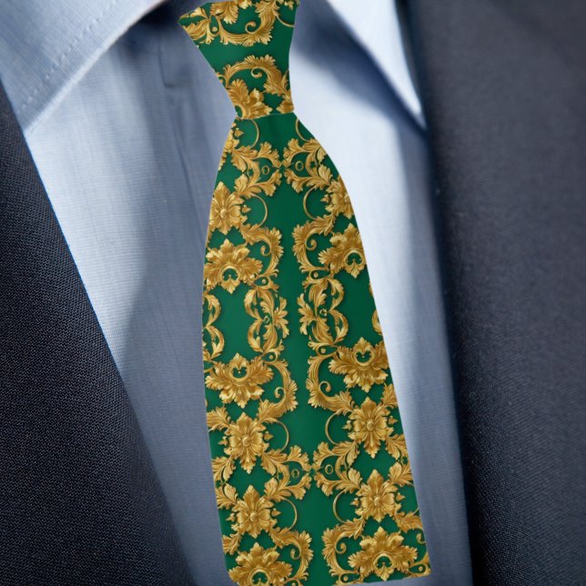 Gravata Elegante Dourado e Emerald Necktie (Criador carregado)