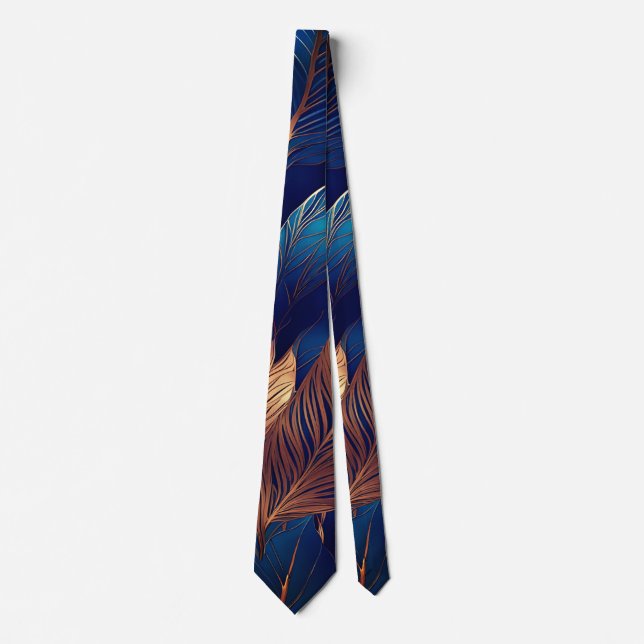 Gravata Elegante Dourado Foliage Nature Design (Frente)