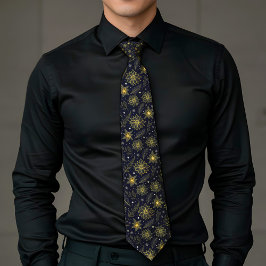 Gravata Elegante Festiva com Acento Dourado Lux Ae