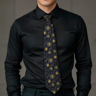 Gravata Elegante Festiva com Acento Dourado Lux Ae