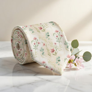 Gravata Elegante Floral Botânica de Primavera