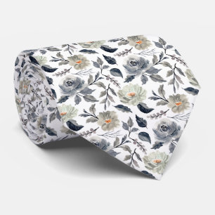 Gravata Elegante Floral Botânico Aquarela Vintage