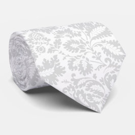 Gravata Elegante Floral Botânico Cinza