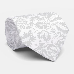 Gravata Elegante Floral Botânico Cinza