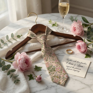 Gravata Elegante Floral de Peônia Rosa