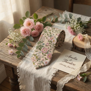 Gravata Elegante Floral de Rosa Selvagem