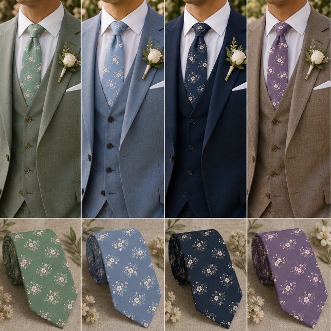 Gravata Elegante Floral Ditsy Azul Escuro (Criador carregado)