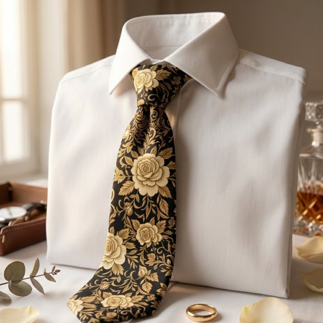 Gravata Elegante Floral Escuro  (Criador carregado)