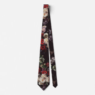Gravata Elegante Floral Escuro Vintage Sombrio