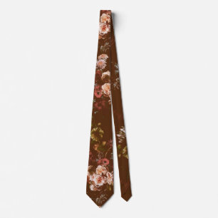 Gravata Elegante Floral Marrom Escuro Vintage Mal-humorado