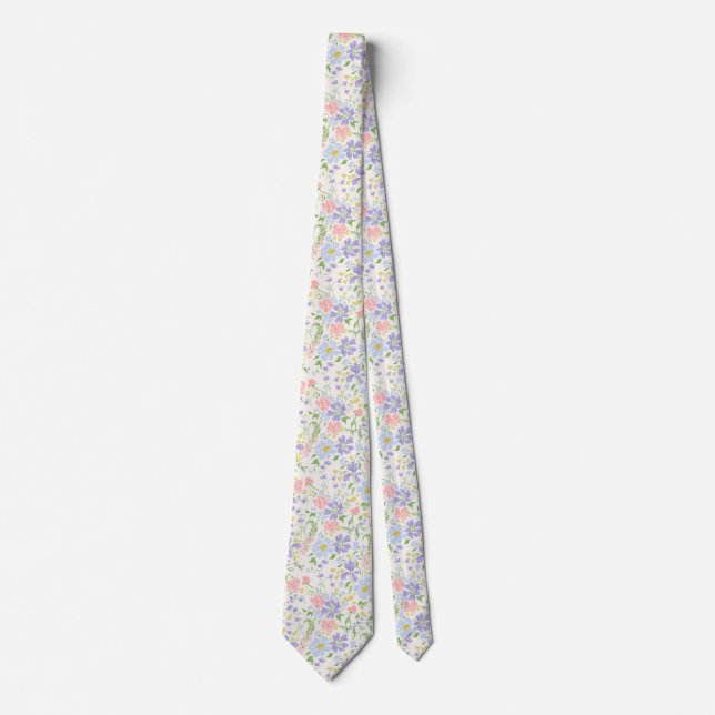 gravata elegante floral pastel (Frente)