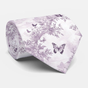 Gravata Elegante Floral Roxo e Borboletas